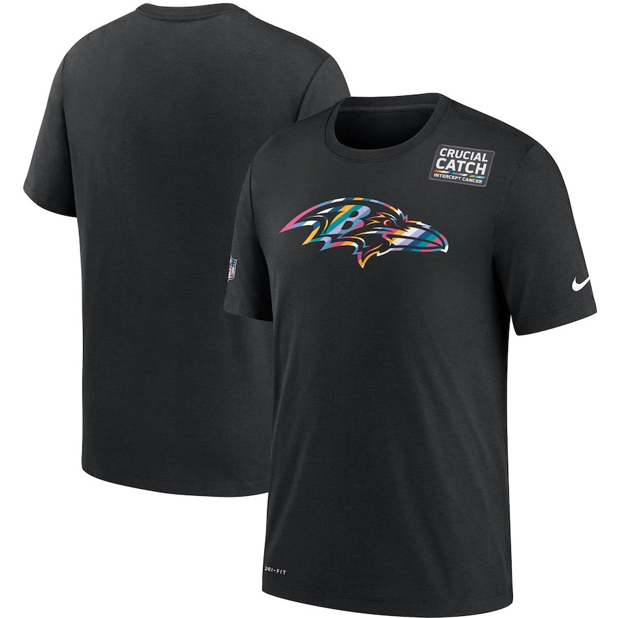 Men's Baltimore Ravens Black NFL 2020 Sideline Crucial Catch Performance T-Shirt